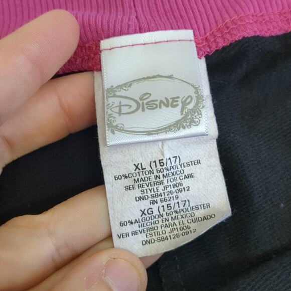Disney Black and Pink Capri leggings Minnie Mouse y2k size XL - Picture 2 of 4